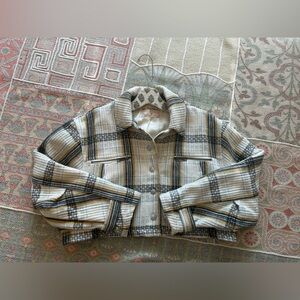 Free People Plaid Button-Up Jacket